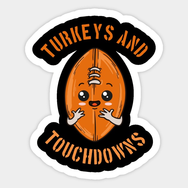 Turkeys Touchdowns Thanksgiving Kawaii Football Sticker by MGO Design